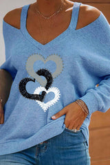 Cold Shoulder Heart-Shaped Casual Top