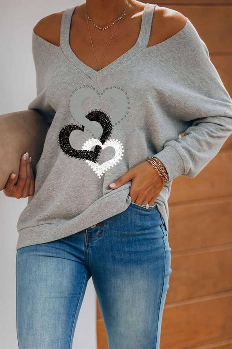 Cold Shoulder Heart-Shaped Casual Top