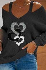 Cold Shoulder Heart-Shaped Casual Top