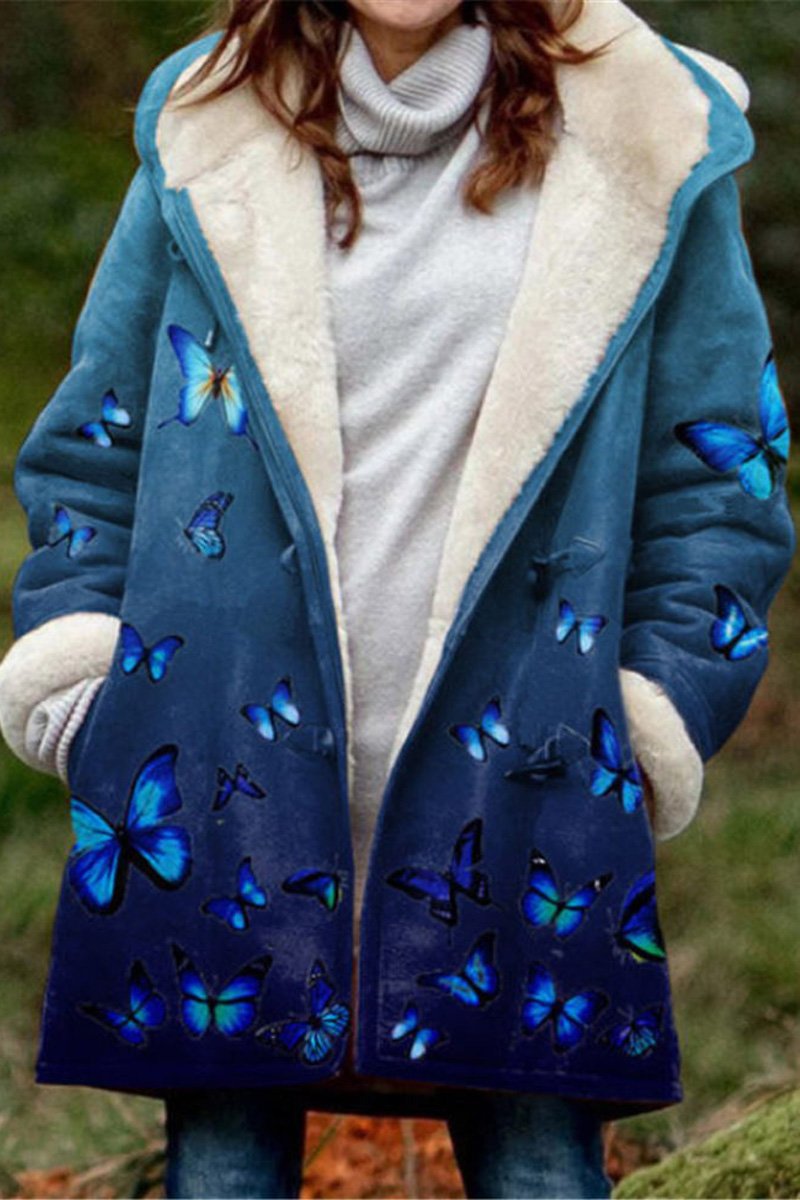 Butterfly Print Cotton Padded Coat