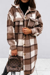 Tartan Mid-Length Woolen Coat