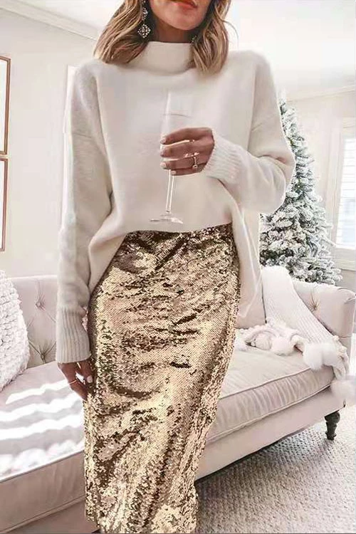 Sequin Party Midi Skirt