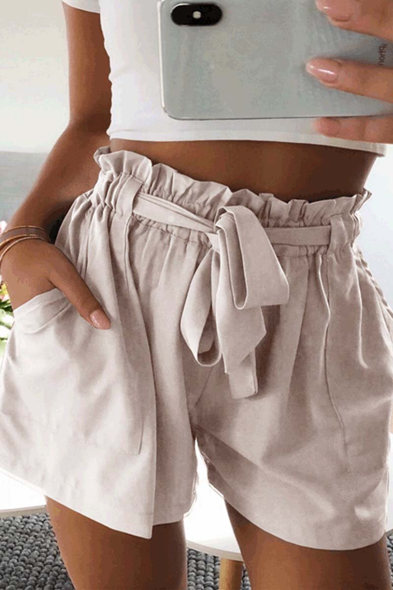 Casual Wide Leg Shorts With Ruffle