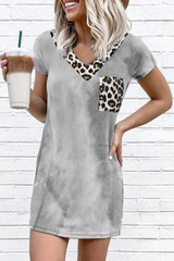 Tie Dye Gradient Leopard T-Shirt Dress