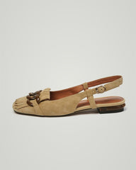 Buckle & Tassel Upper Sqaure-toe Flat Slip-on