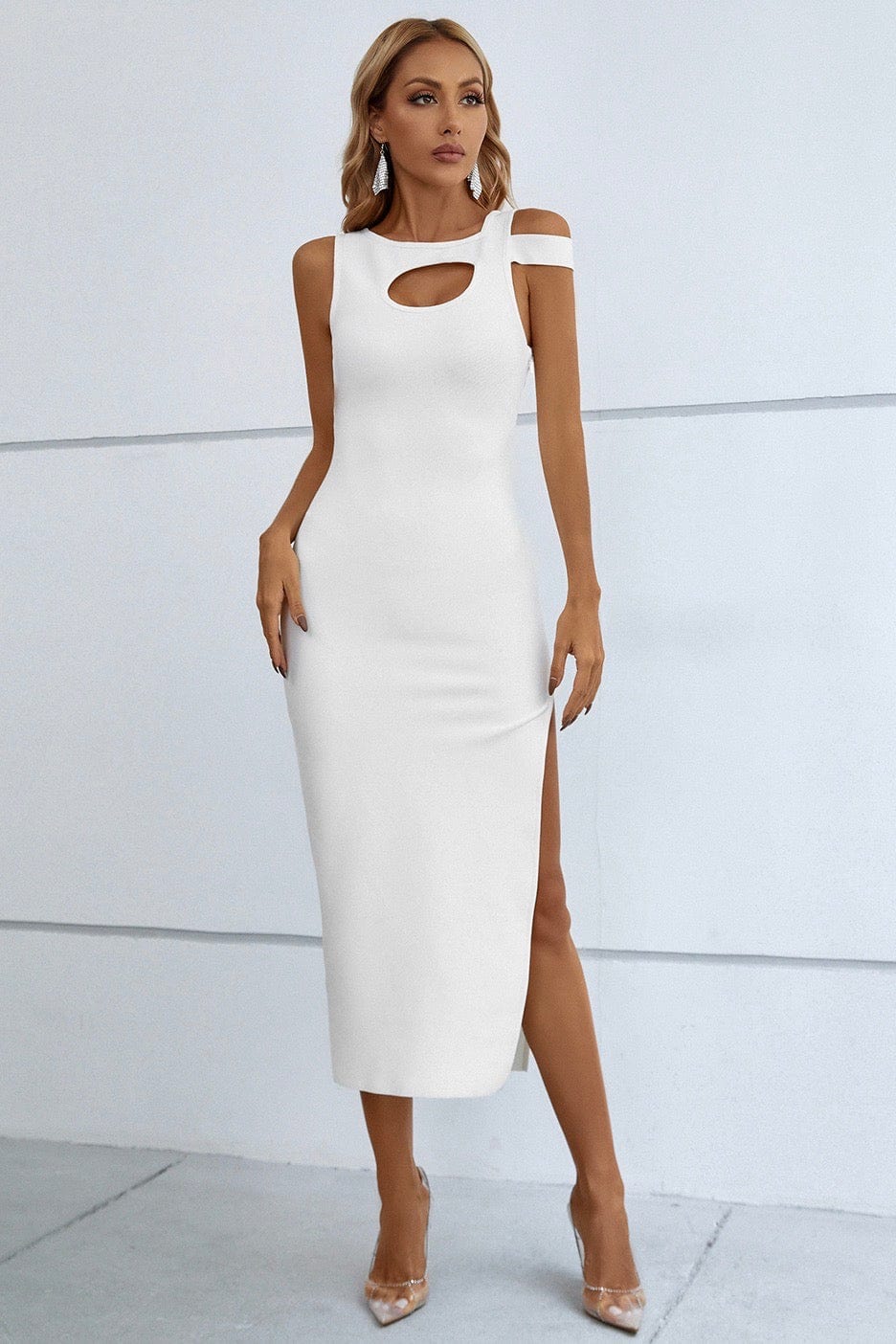 Jemima Backless Long Slit Bandage Dress