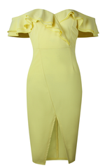 Chic Party Double Ruffle Design Yellow Dress(3 Colors)