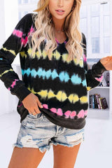 Color Striped Print Casual Hoodie