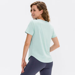 Short Sleeve Curved Hem Sports Top