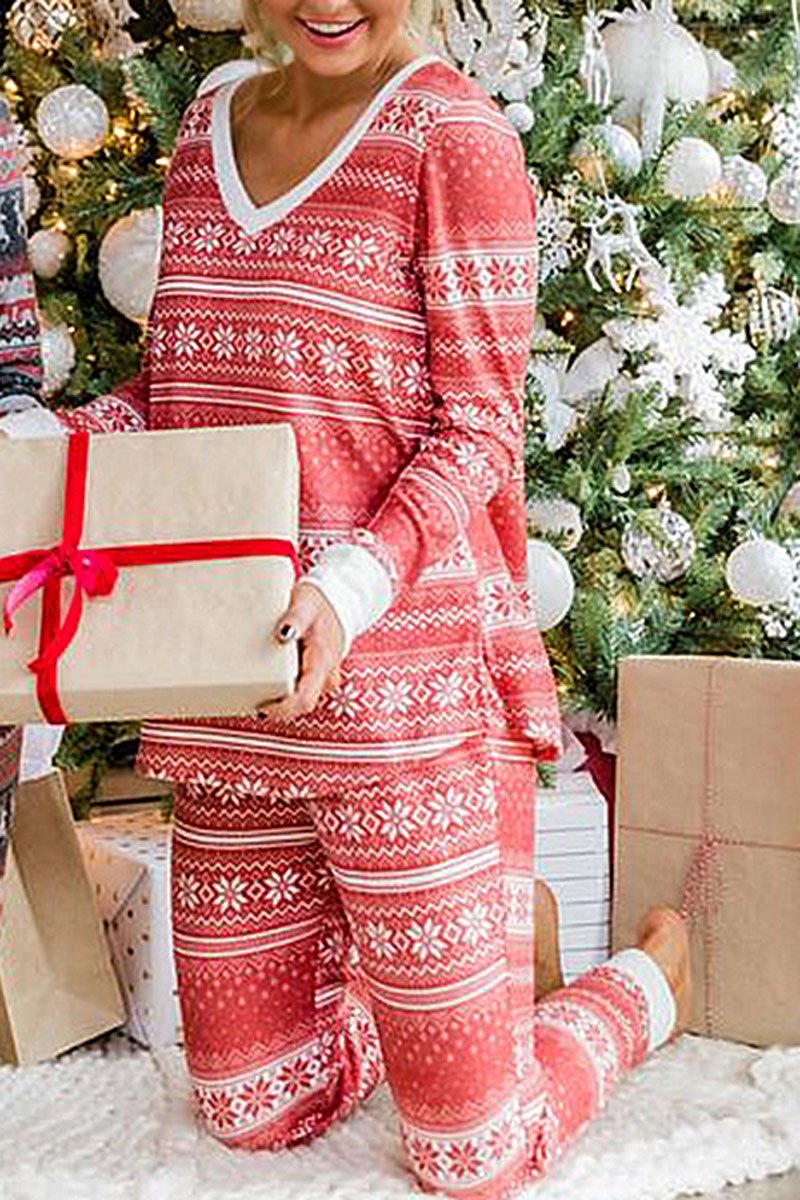 Christmas V-Neck Two Piece Sets