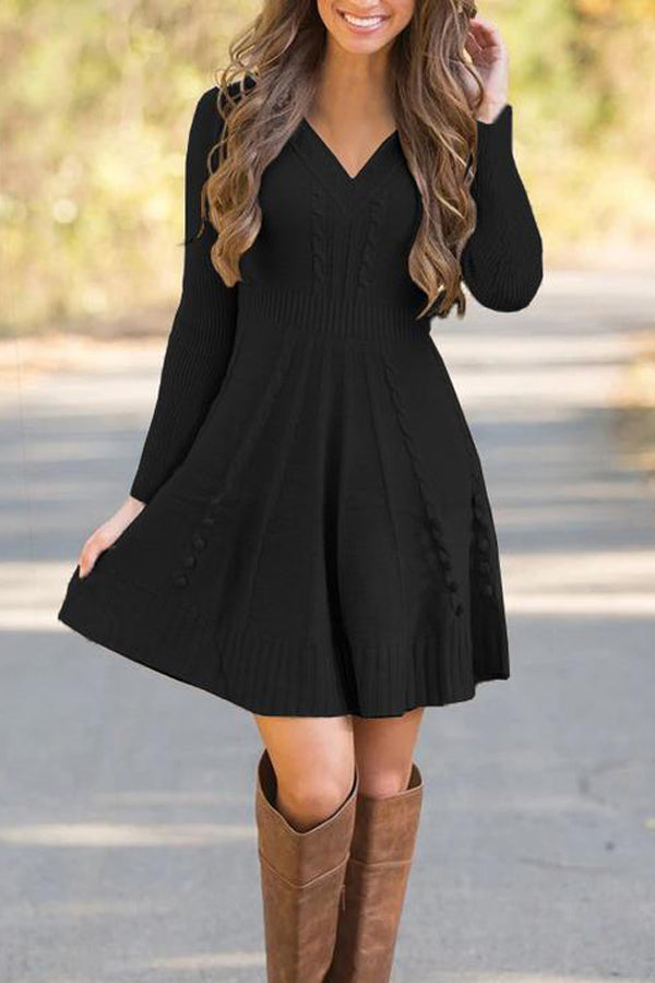 Fashion Solid Color Sweater Dress