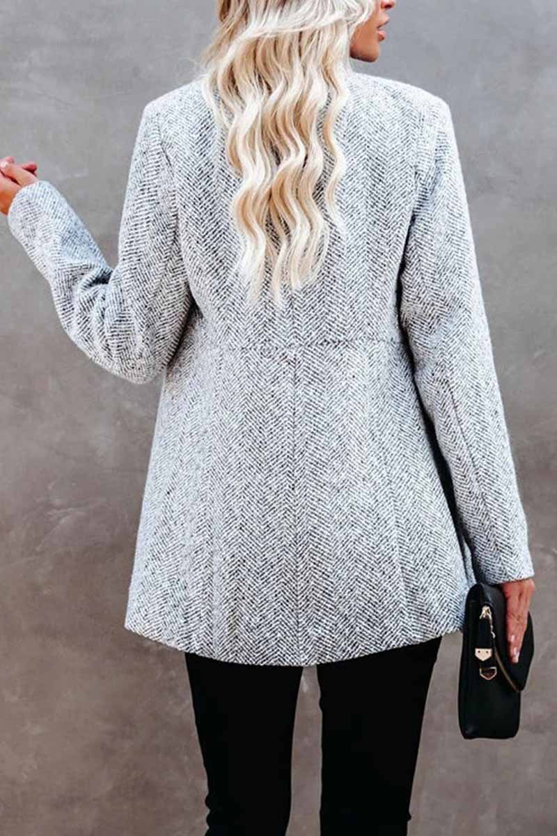 Retro Pocketed Heather Grey Coat(4 Colors)