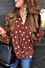 Fashion Polka Dot Suit Collar Button Shirt Tops(3 Colors)