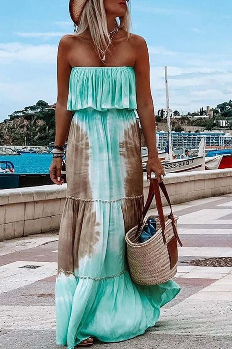 Tie Dye Print Sleeveless Tub Maxi Dress