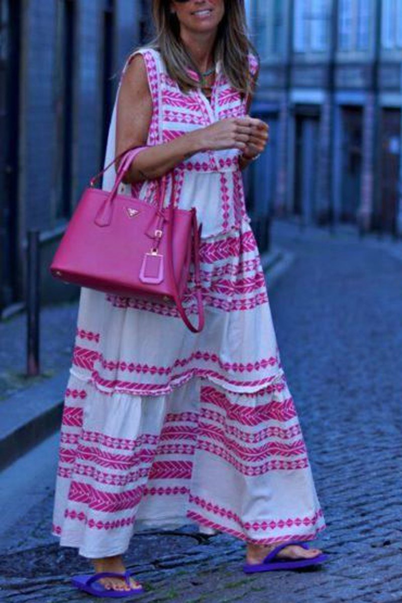 Bohemian V-Neck Sleeveless Maxi Dress