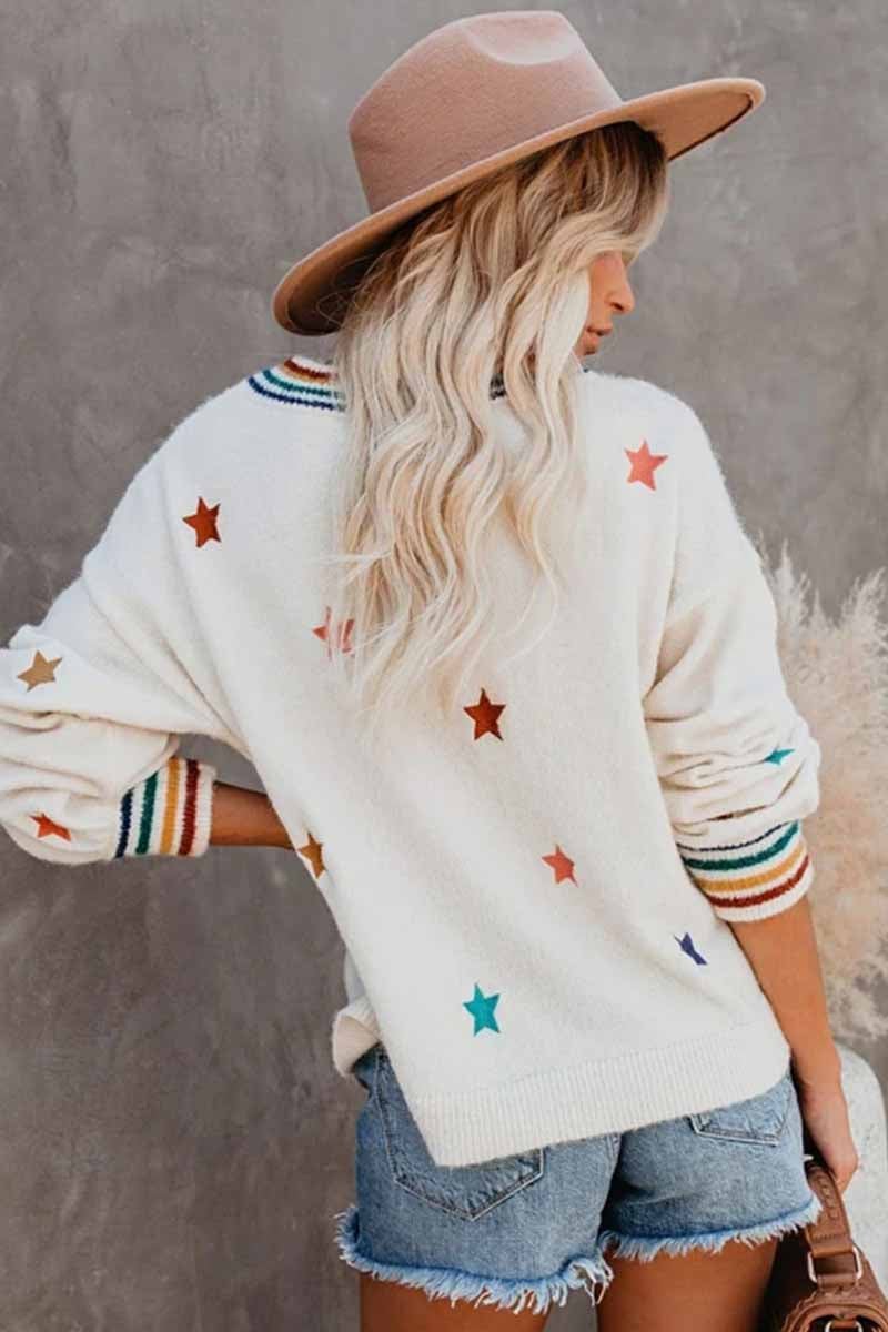 Fashion Loose Star Print Sweater