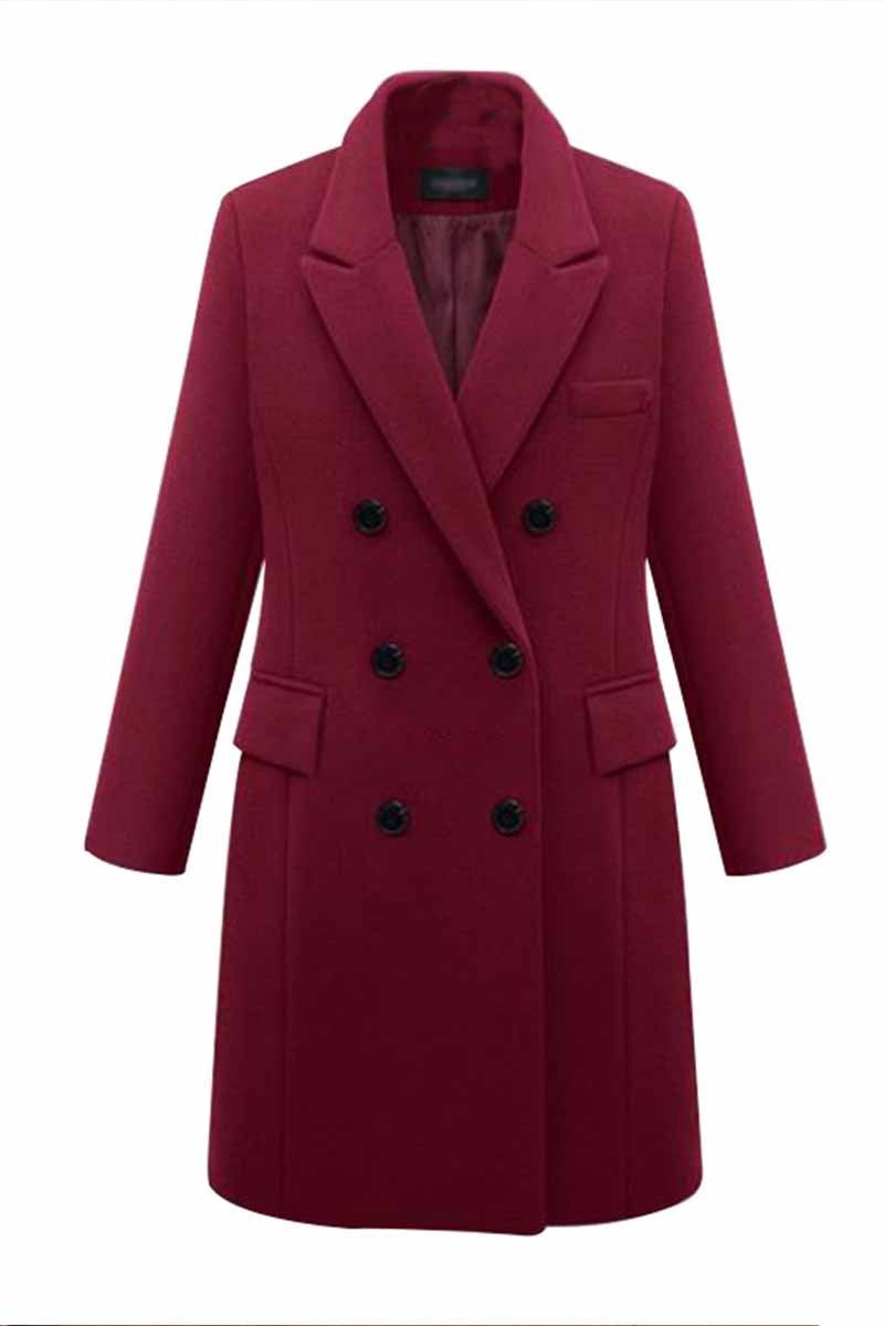 Thick Solid Color Button Coat