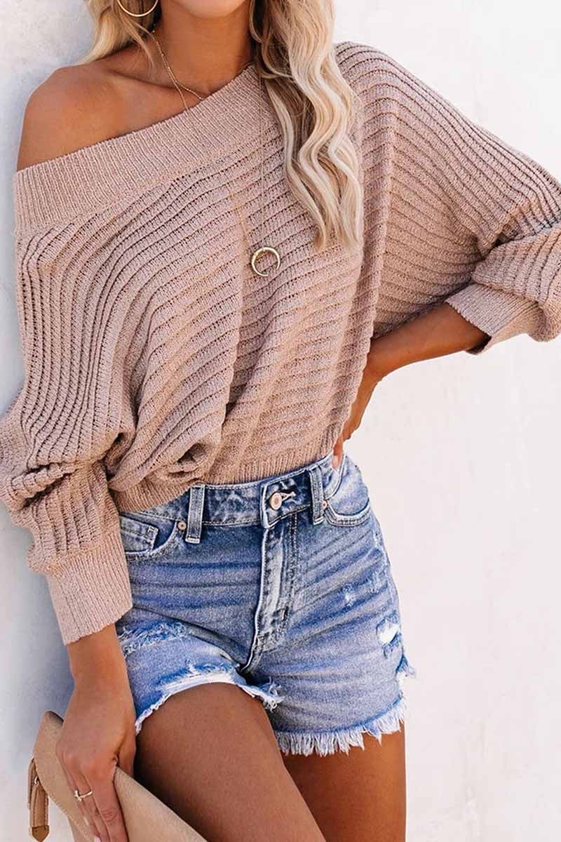 Sexy Striped Off-shoulder Sweater