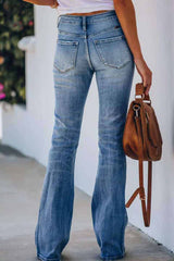 Women Jeans Mid Rise Fitted Denim Pants