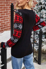 Santa Embroidered Round Neck Knitted Sweater