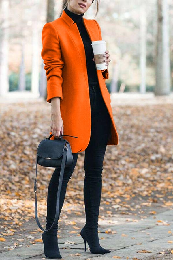 Sale Elegant Fall Outfits Fashion Solid Color Stand-up Collar Coat