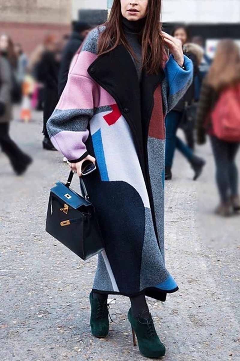 Color Printed Casual Coat