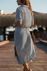 Chiffon Shirt Maxi Dress(2 colors)