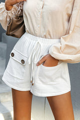 Pockets Drawstring Waist Casual Shorts