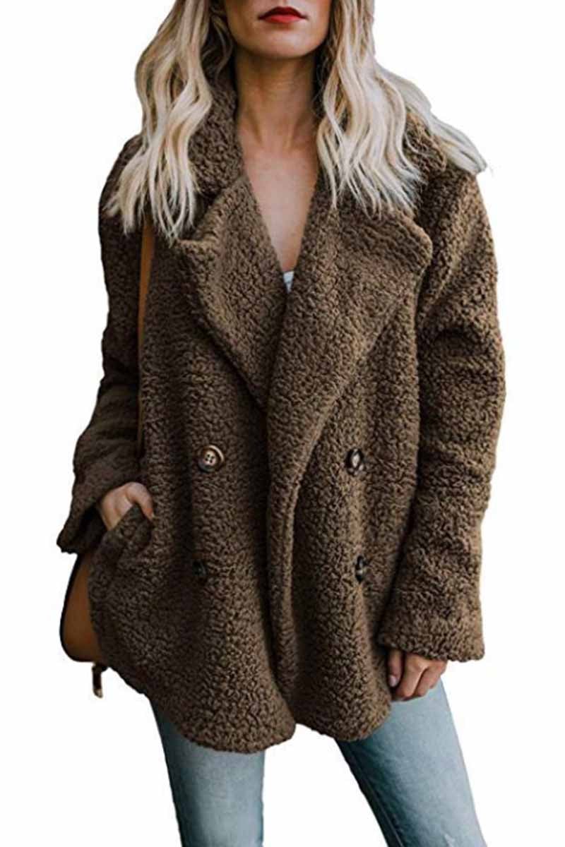 Plush Button Pocket Coat