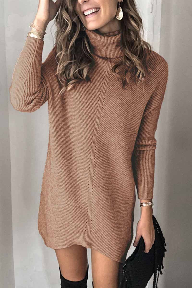 Casual Turtleneck Mini Dress(2 Colors)