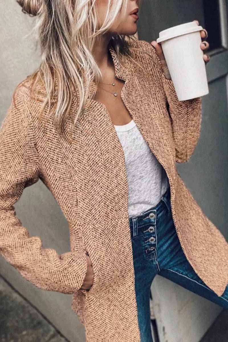 Casual Classic Retro Pocketed Heather Coat