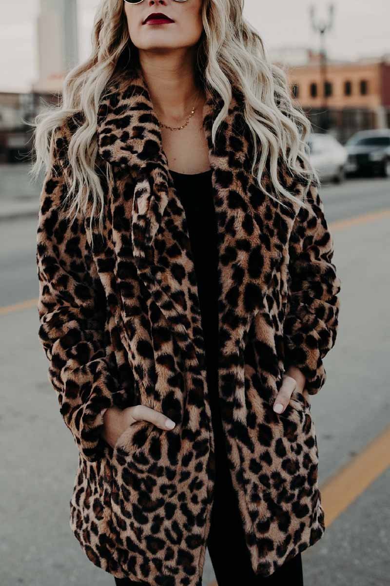 Women's Lapel Leopard Coat