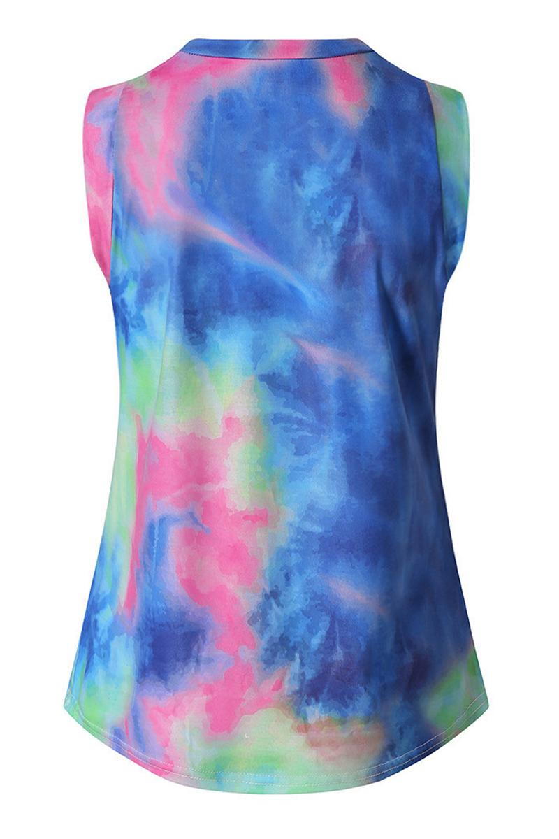 Tie Dye Round Neck Sleeveless Top