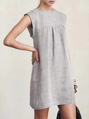 Women's Cotton Linen Sleeveless DressSolid Color Dress Knee Length Summer Daily Wear