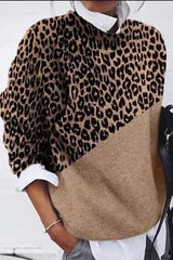 Casual Leopard Splice Pullover Sweater