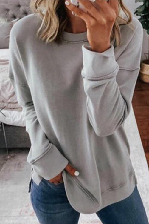 Candice Crewneck Long Sleeve Solid Sweatshirt