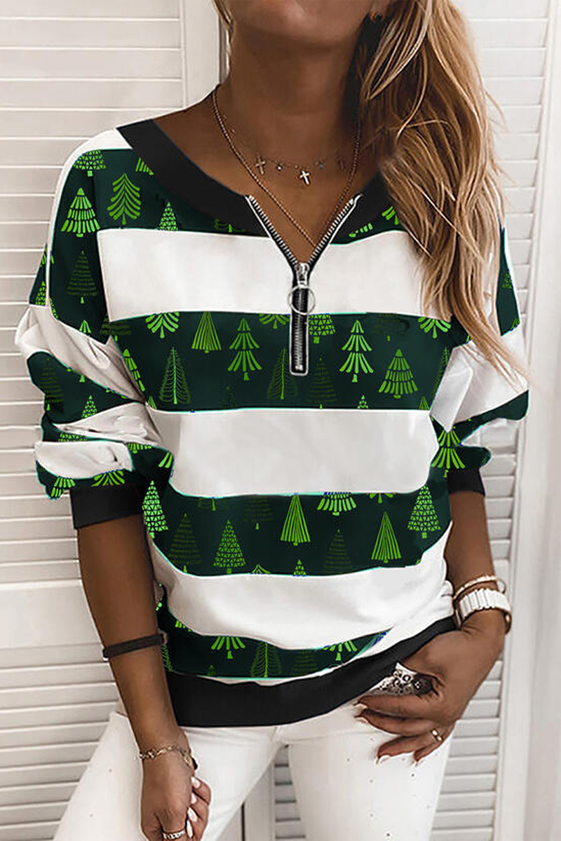 Zipper Casual Round Neck Sweatshirt