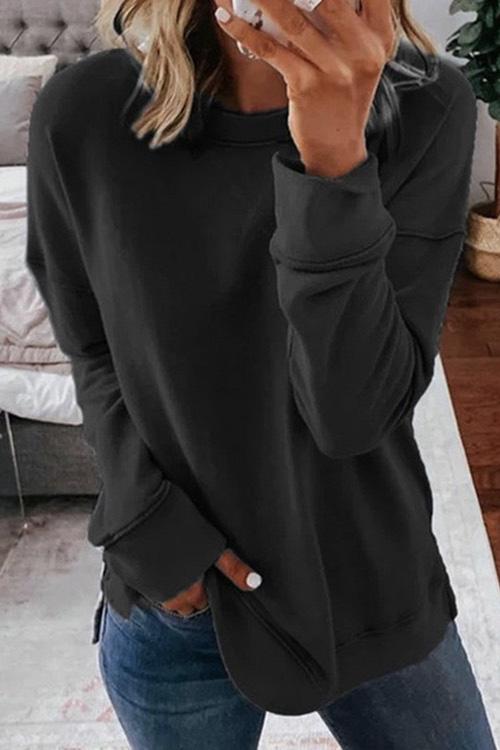 Candice Crewneck Long Sleeve Solid Sweatshirt