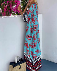 Fashion Ethnic Style Mid-sleeve Holiday Dress