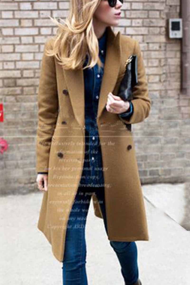 Thick Solid Color Button Coat