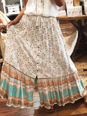 Bohemian Resort Casual Ethnic Print Skirt