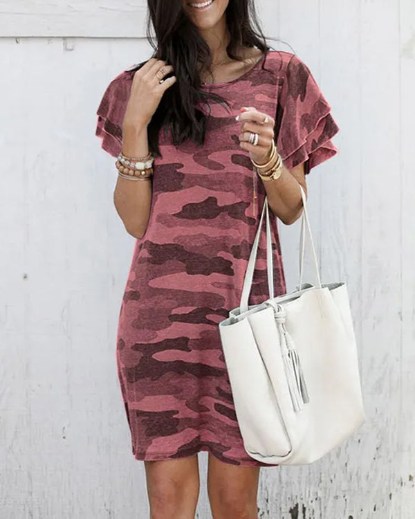 Casual Cute Camo T-shirt Dress