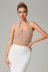 Solana Pearl Halter Bandage Dress