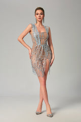 Vienna Split Sequin Mini Dress