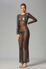 Devin Long Sleeve Embellished Maxi Dress