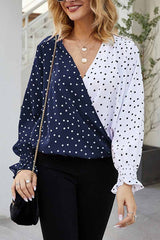 Polka Dot V- Neck Shirt