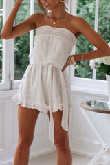 Ruffled Cotton Romper(2 Colors)