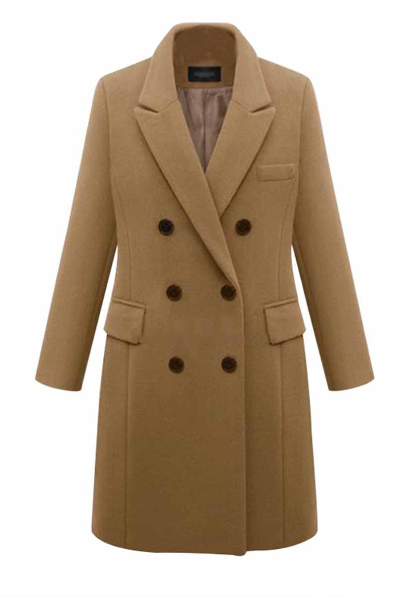 Thick Solid Color Button Coat