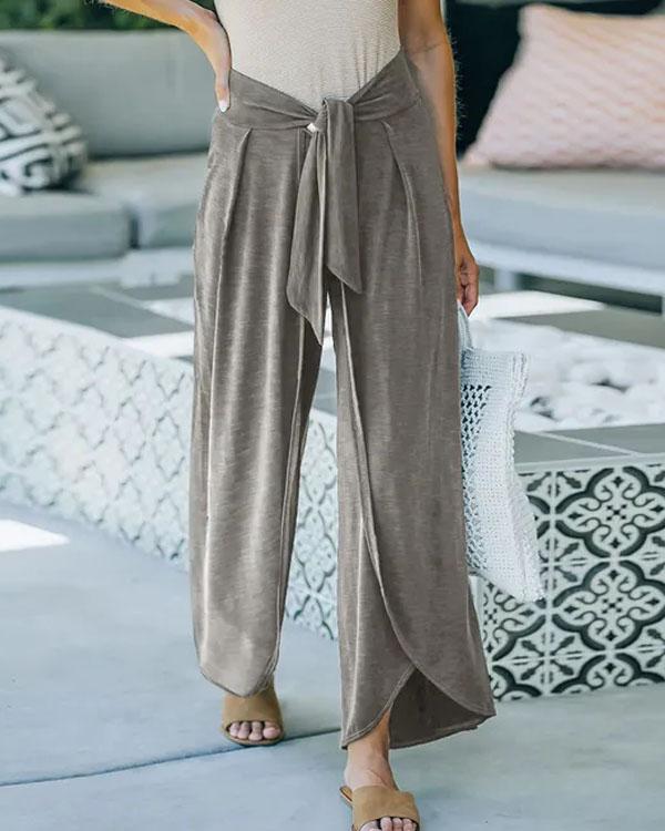 Tie Waist Wide Leg Loose Pants