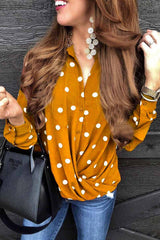 Fashion Polka Dot Suit Collar Button Shirt Tops(3 Colors)